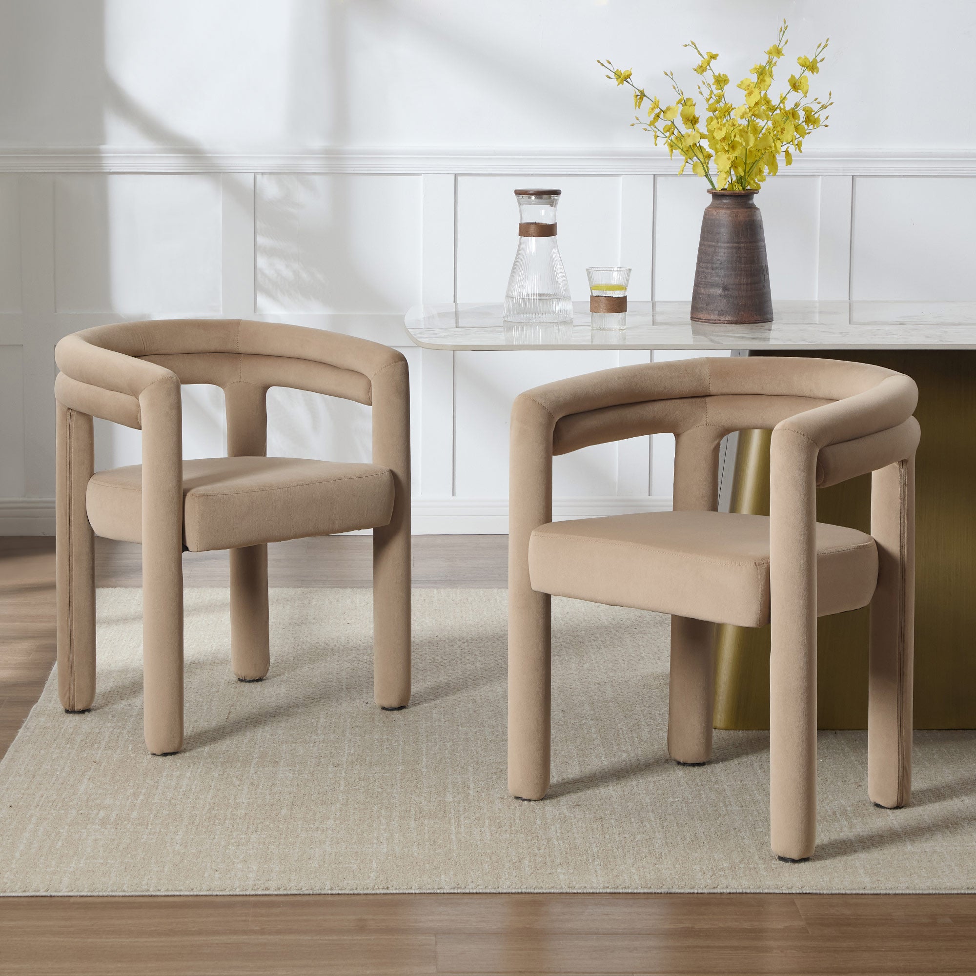 Lara Dining Chair Upholstered Armchair with Back