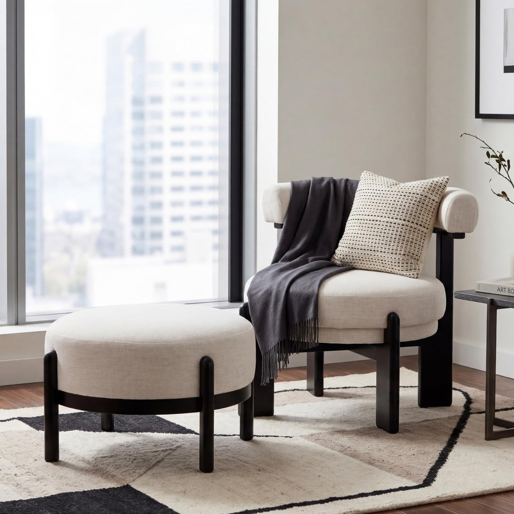 Dawson Modern Geometric Accent Chair & Ottoman Set