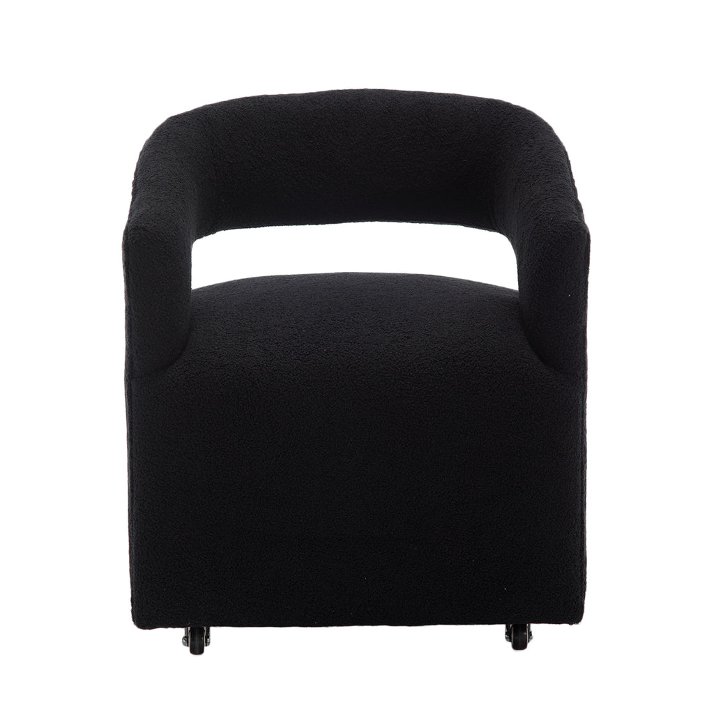 Modern Upholstered Barrel Rolling Dining Chair