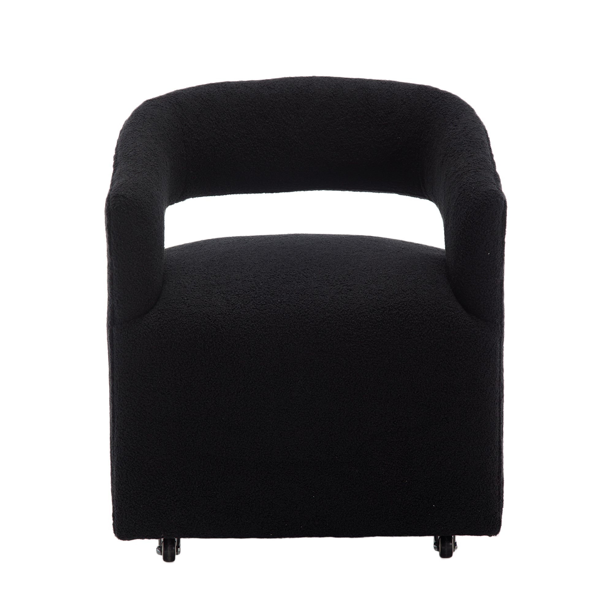 Modern Upholstered Barrel Rolling Dining Chair