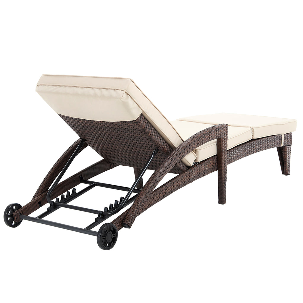 Brich Rattan Chaise Lounge with wheels (Set of 2)