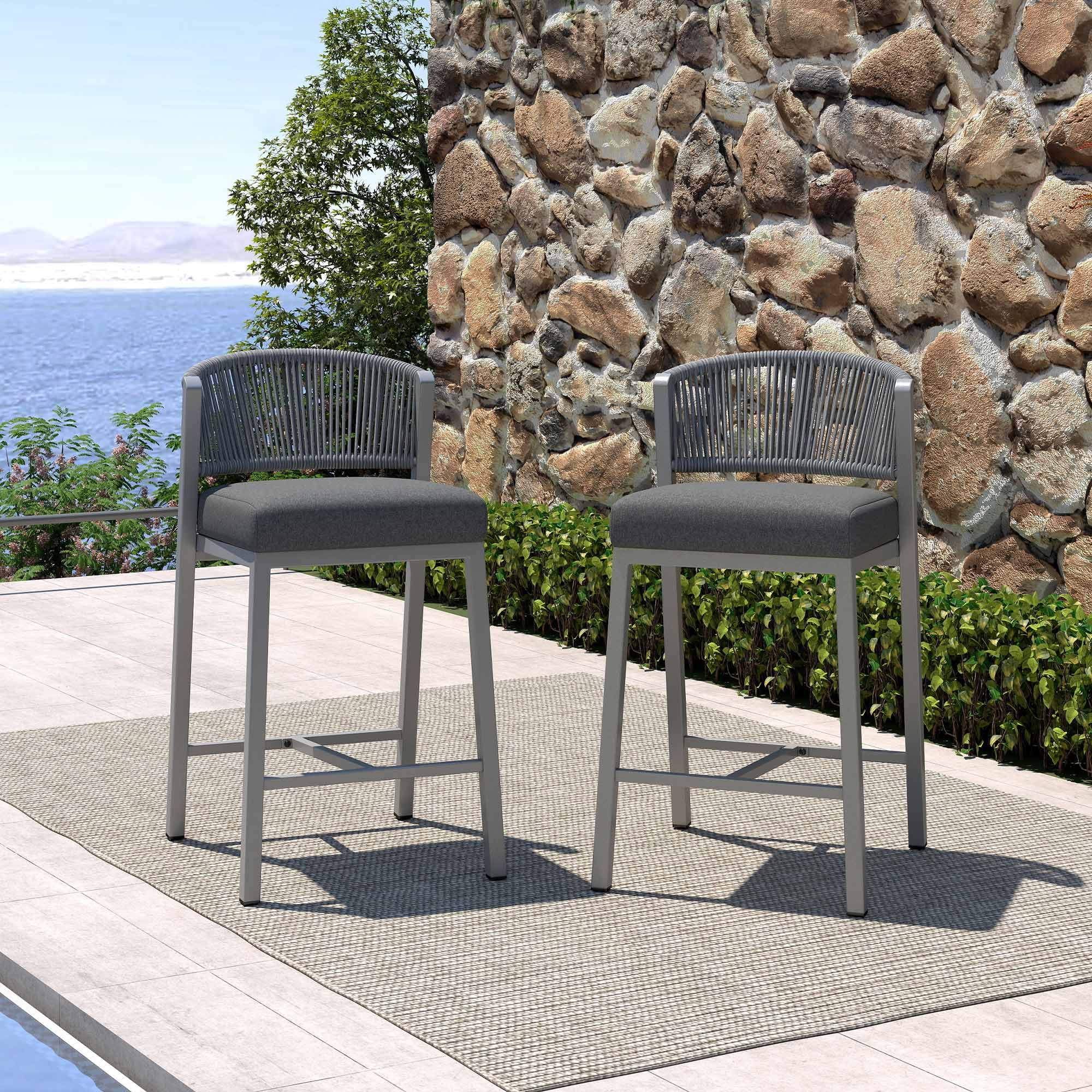 Lowel Aluminum Counter Stool (Set of 2)