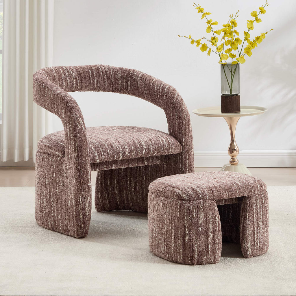 Eva Boucle Accent Chair with Ottoman