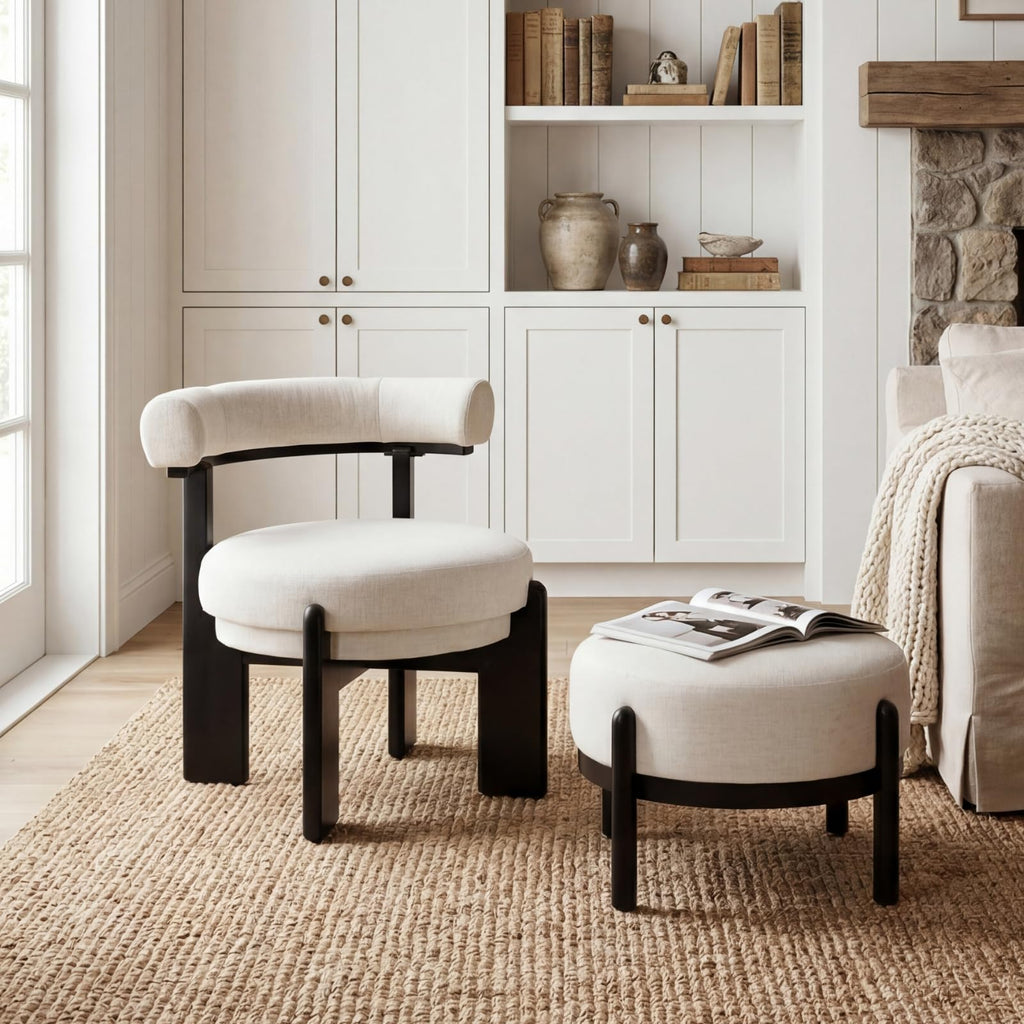 Dawson Modern Geometric Accent Chair & Ottoman Set