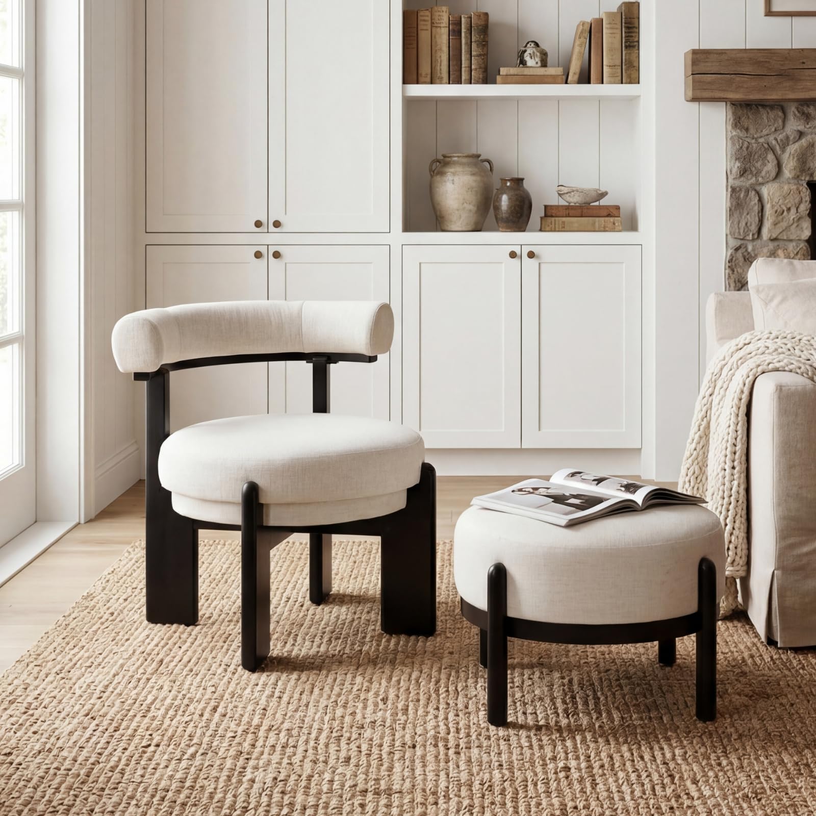 Dawson Modern Geometric Accent Chair & Ottoman Set