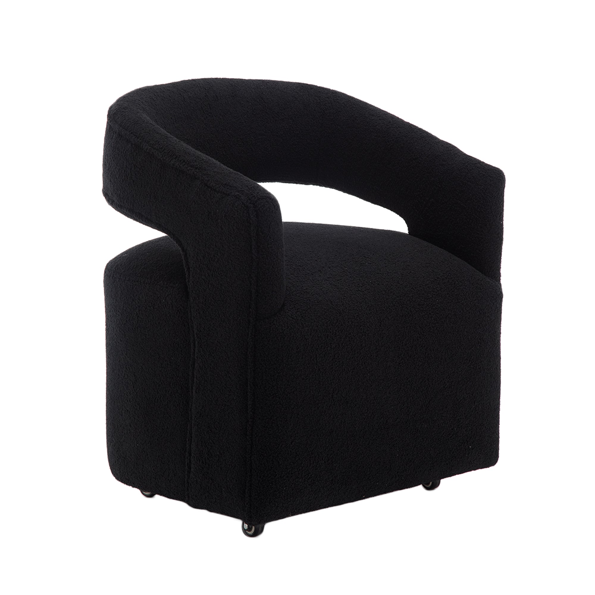 Modern Upholstered Barrel Rolling Dining Chair