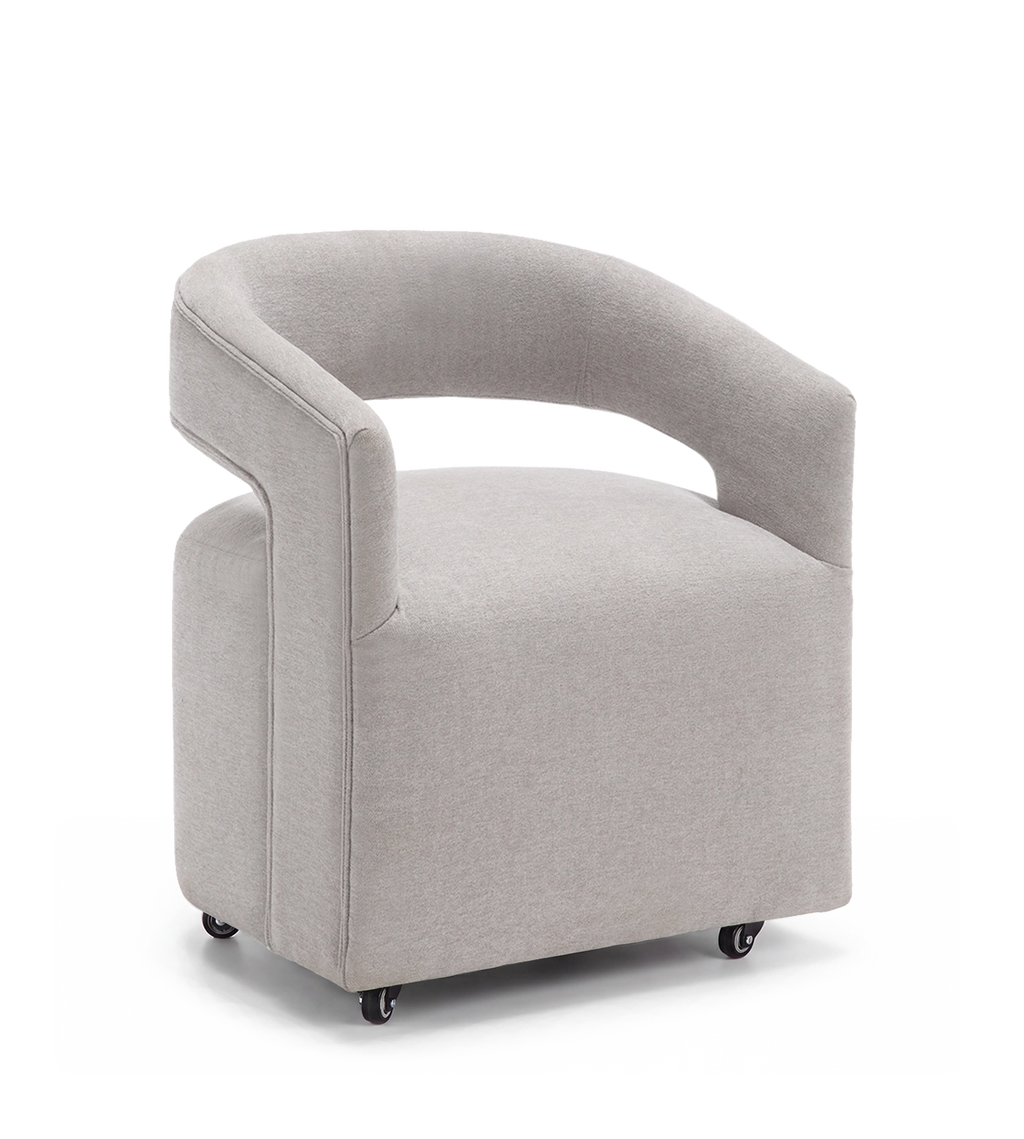 Modern Upholstered Barrel Rolling Dining Chair