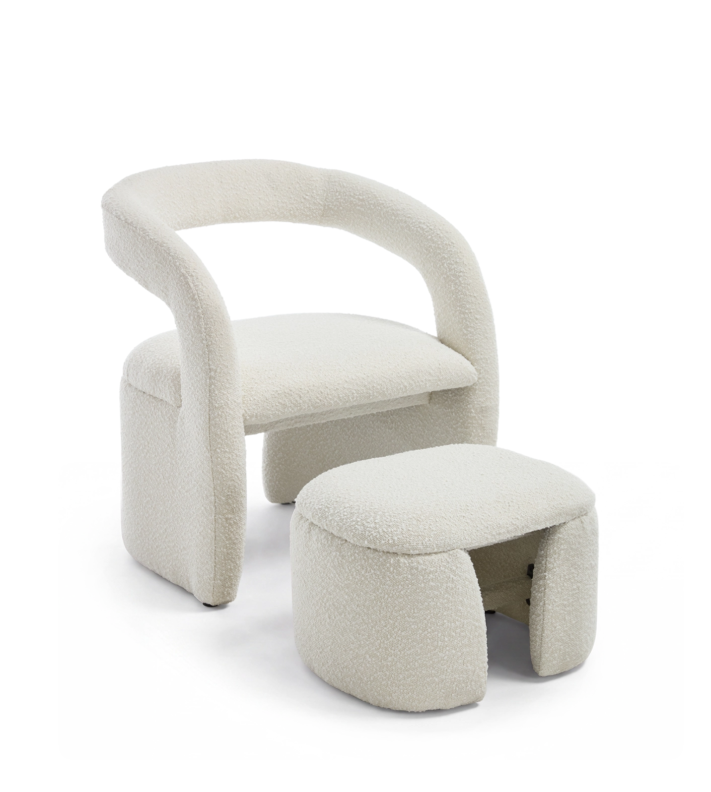 Eva Boucle Accent Chair with Ottoman