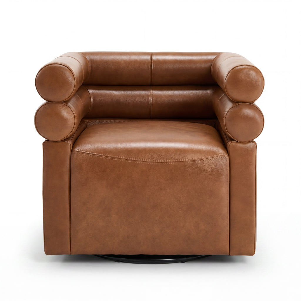 Asher Genuine Leather Swivel Lounge Chair