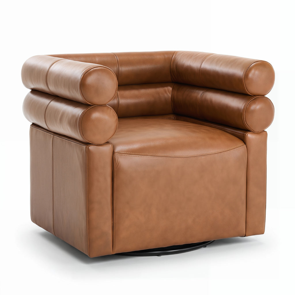 Asher Genuine Leather Swivel Lounge Chair
