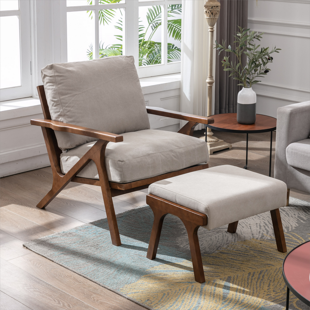 Charles Lounge Armchair with Ottoman