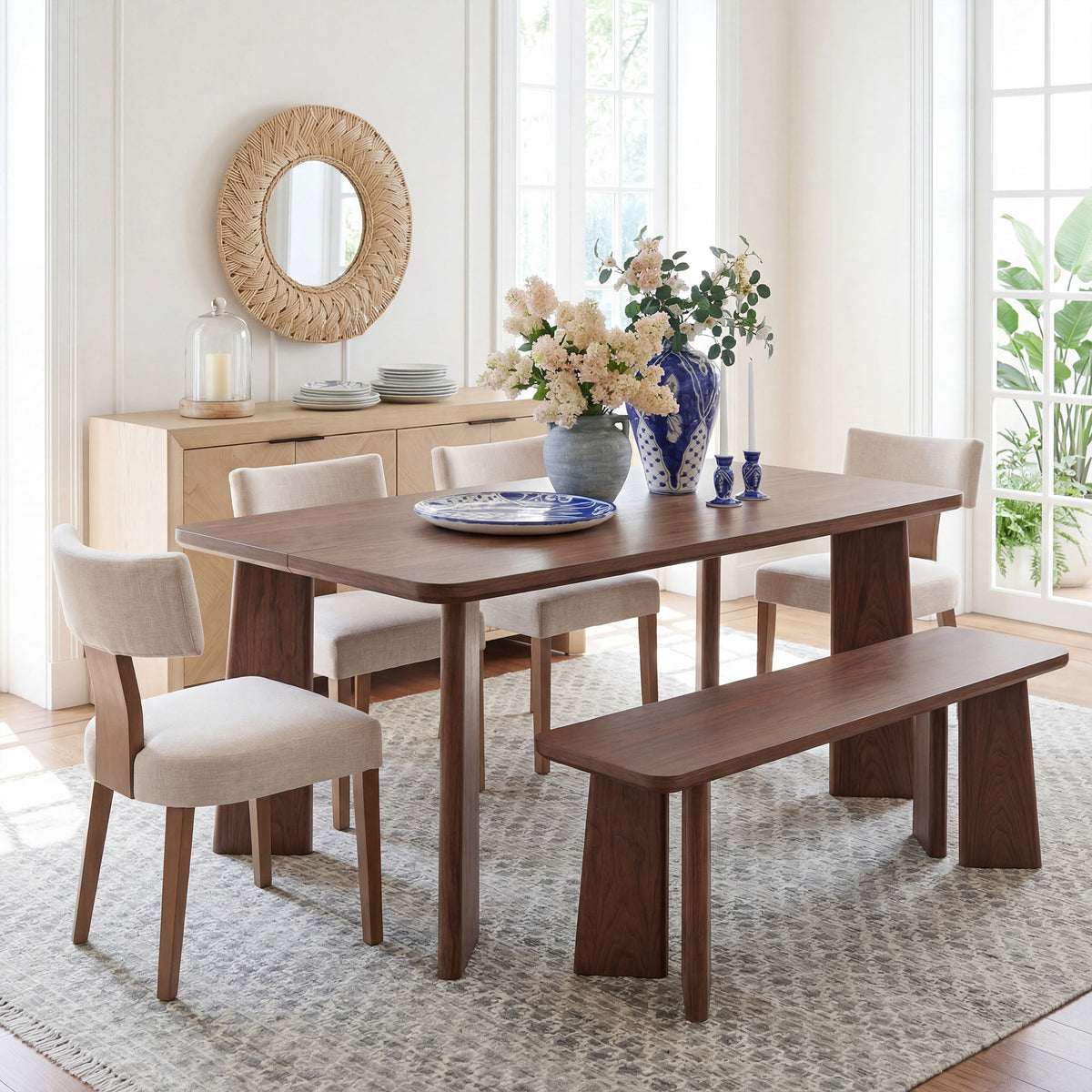 Humber Rectangle Mid-Century Modern Dining Bench